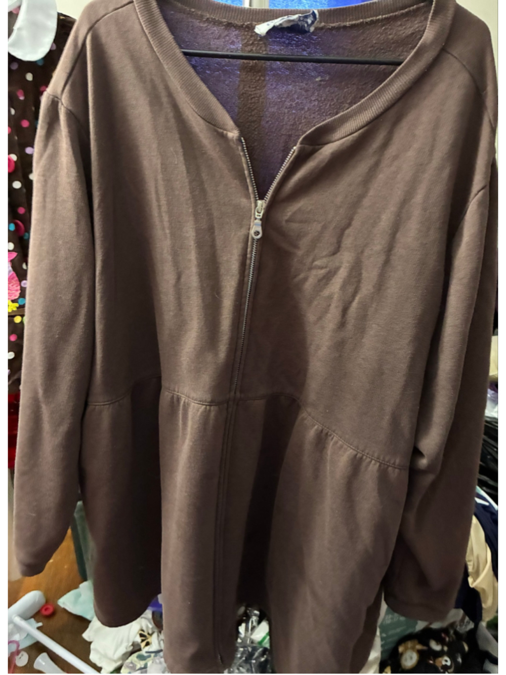 Women's Unbranded Brown Zip-Up Sweatshirt Size 3x